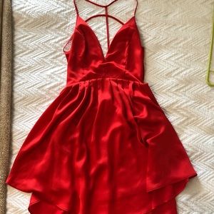 Silk, red mini dress